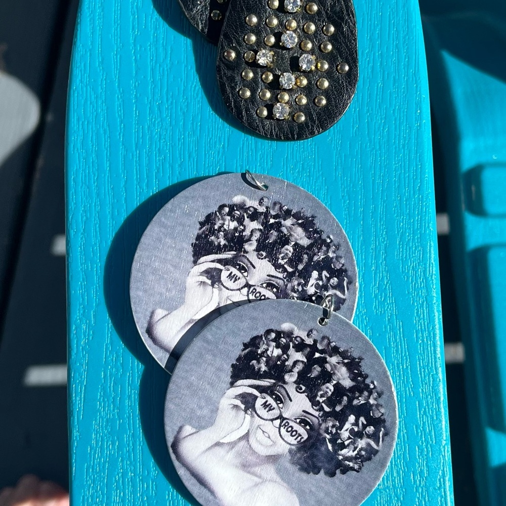 2 pair deal, My Roots and Black leather rhinestone earrings